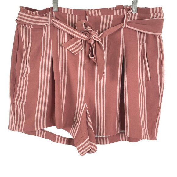 Torrid Self Tie Mid Short Stripe Dusty Rose Polyester NWT‎ Women's Size 20 - Picture 4 of 10